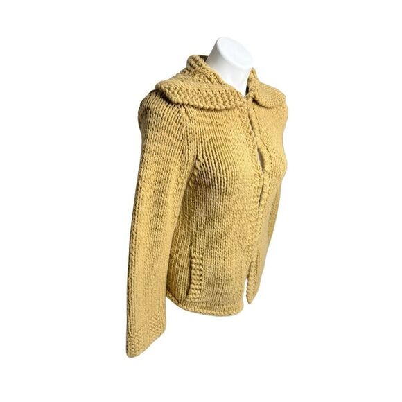 Express handknit camel wool blend chunky cardigan size M - Picture 2 of 8